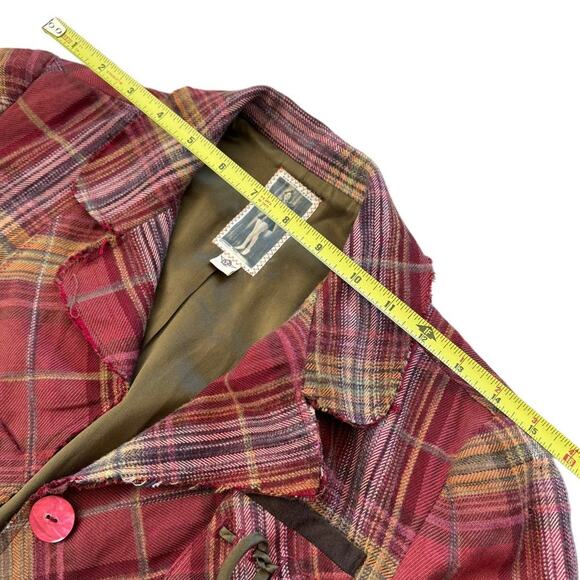 Burning Torch Plaid Boho Jacket, Cotton/Wool/Silk, Women's Size SMALL - Picture 11 of 14